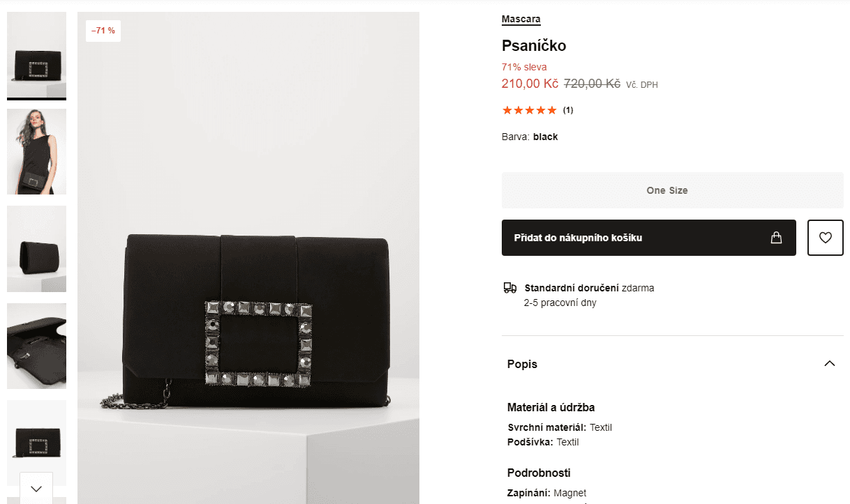 Psaníčko Mascara, textil, magnet