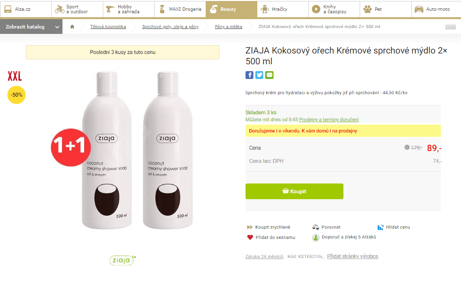 Ziaja Kokosový ořech sprchové mýdlo