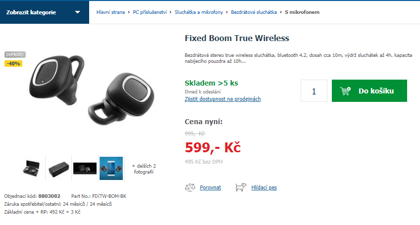 BT sluchátka Fixed Boom