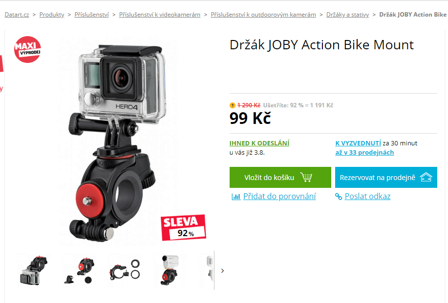 Držák kamer JOBY Action Bike Mount