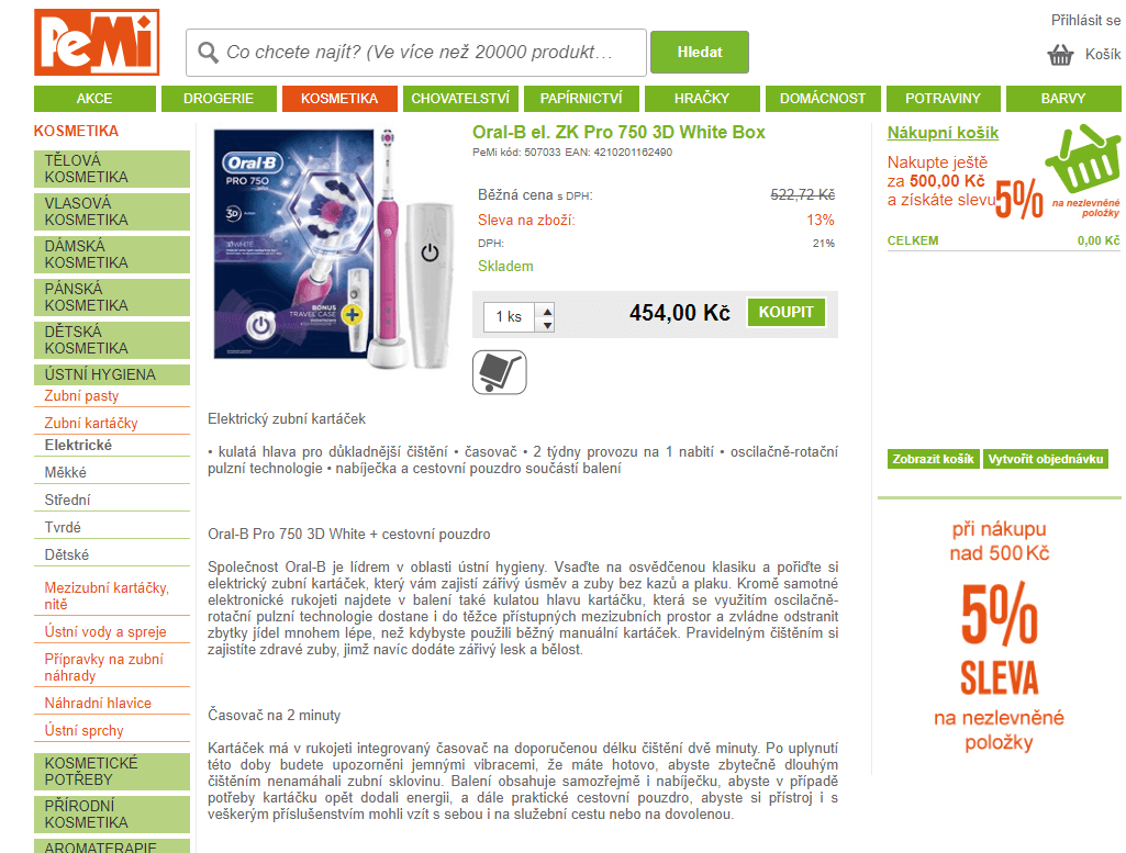 El. zubní kartáček Oral-B Pro 750 3DWhite
