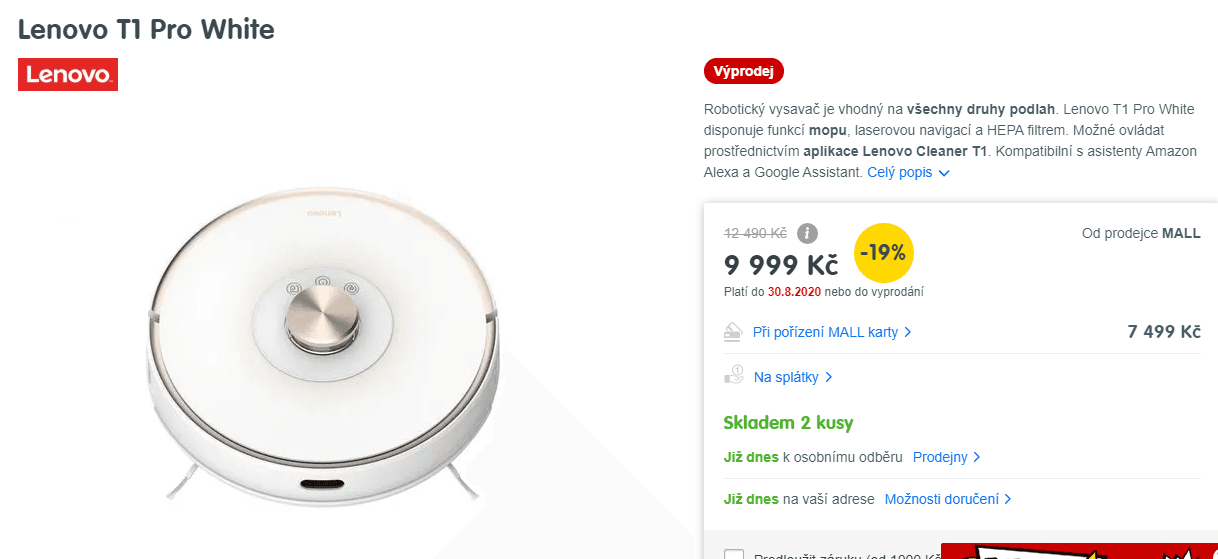 Robotický vysavač, mop Lenovo