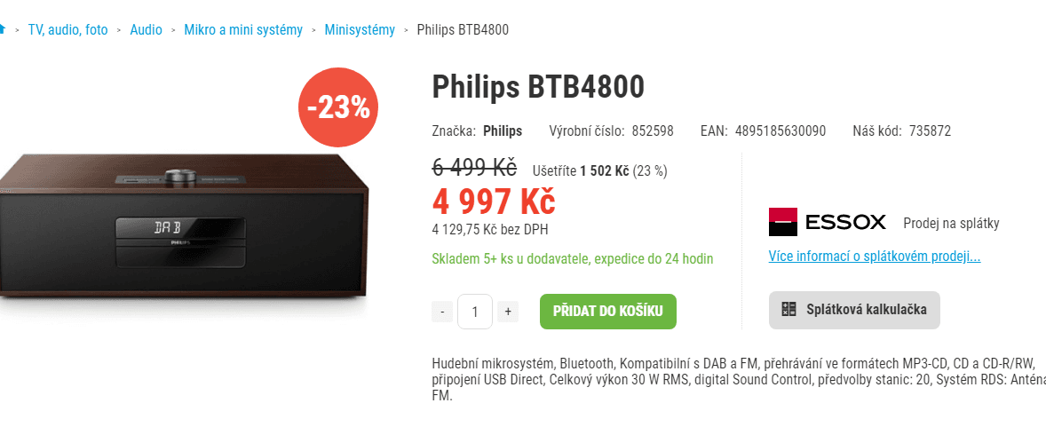 Mikrosystém Philips, BT, 30W