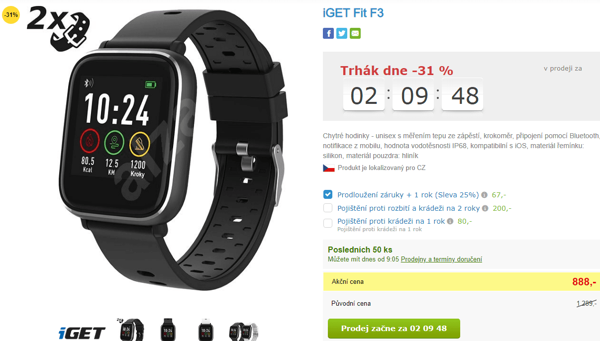 Chytré hodinky iGET FIT F3