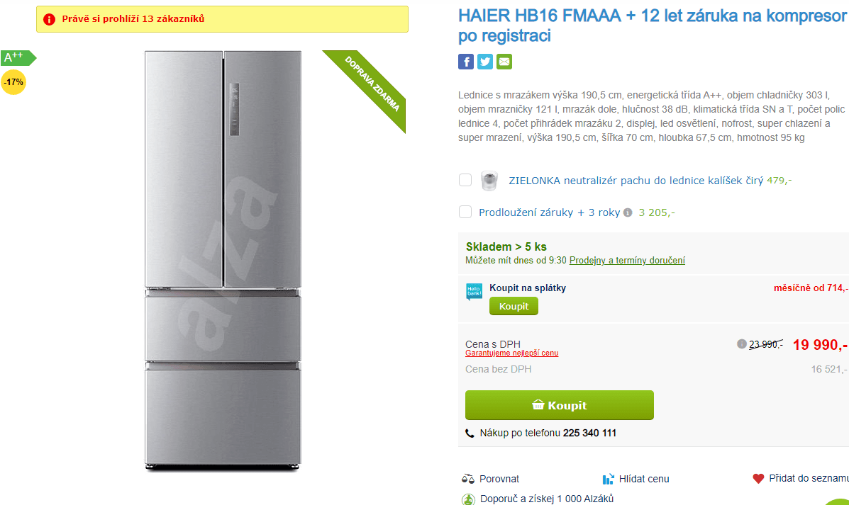 Americká lednice Haier, A++, No Frost