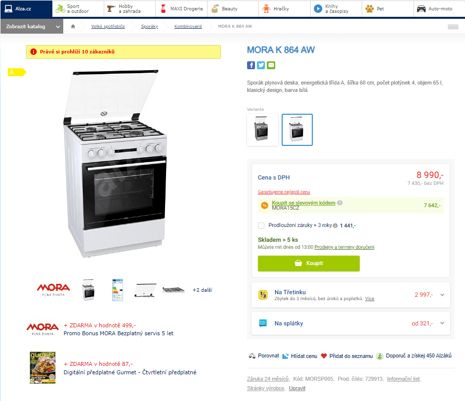 Komb. sporák Mora, A, 60 cm, ventilátor