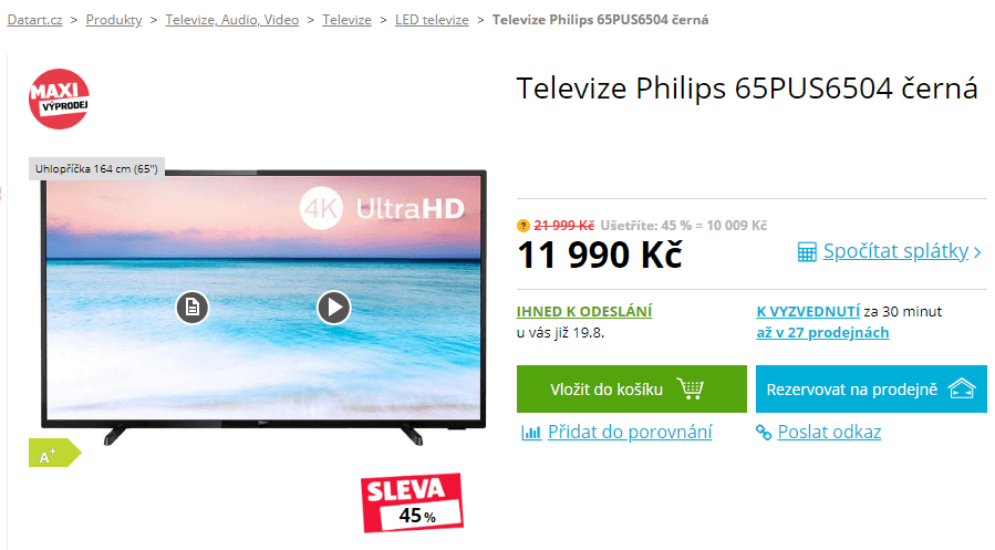 Ultra HD Smart TV, HDR, 164cm, Philips