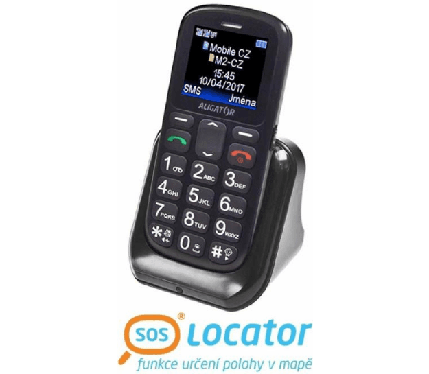 Telefon pro seniory Aligator, SOS lokátor