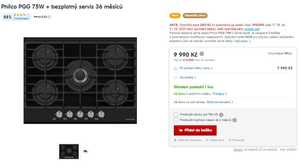 Plynová varná deska Philco PGG 75 W