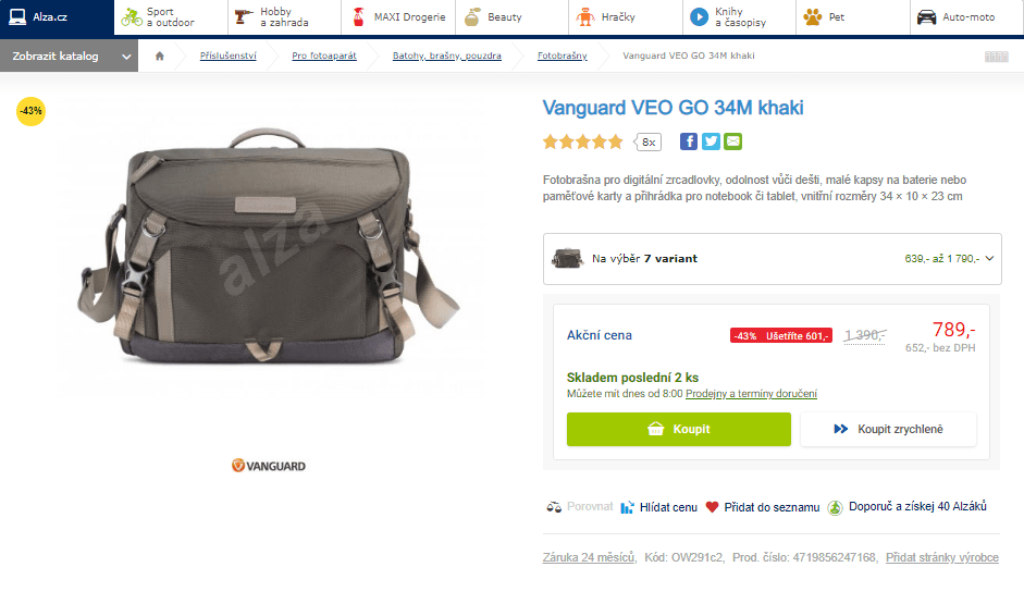 Fotobrašna Vanguard VEO GO 34M