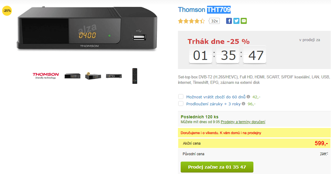 DVB-T2 set top box Thomson, timeshift