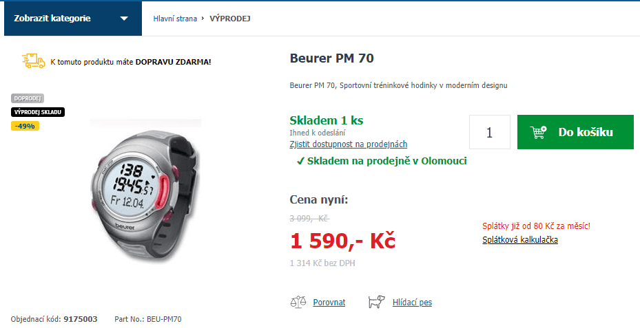 Sportovní hodinky Beurer + hrudní pás