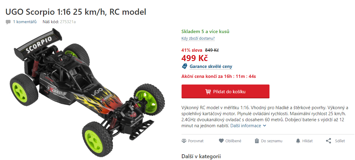 RC auto UGO, 25km/h