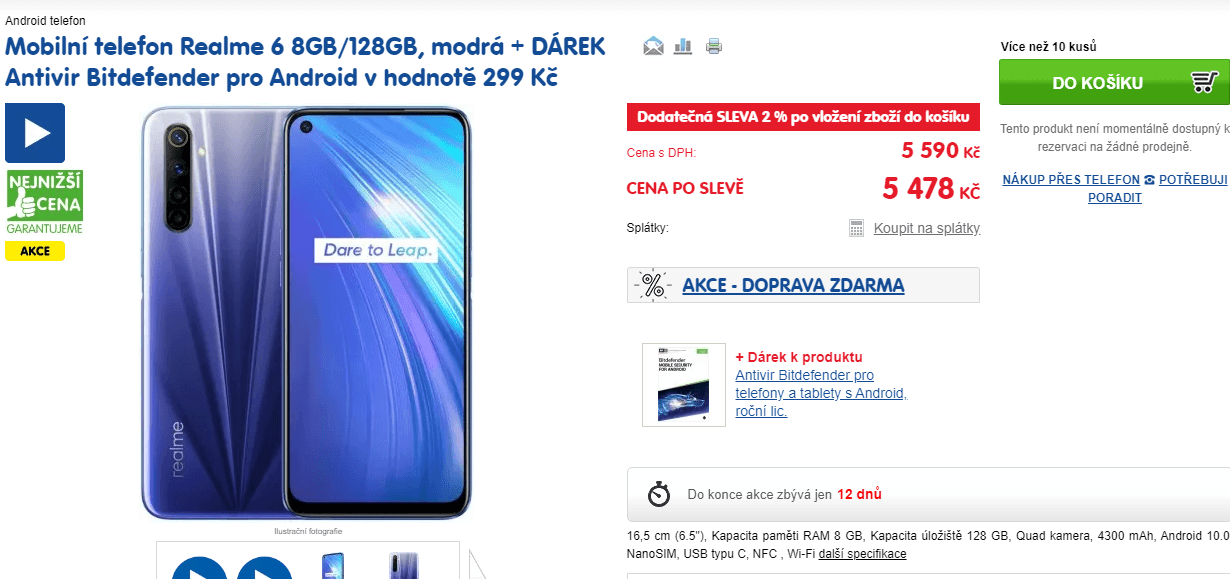 Realme, 8x 2GHz, 8GB RAM, 6,5", LTE, NFC
