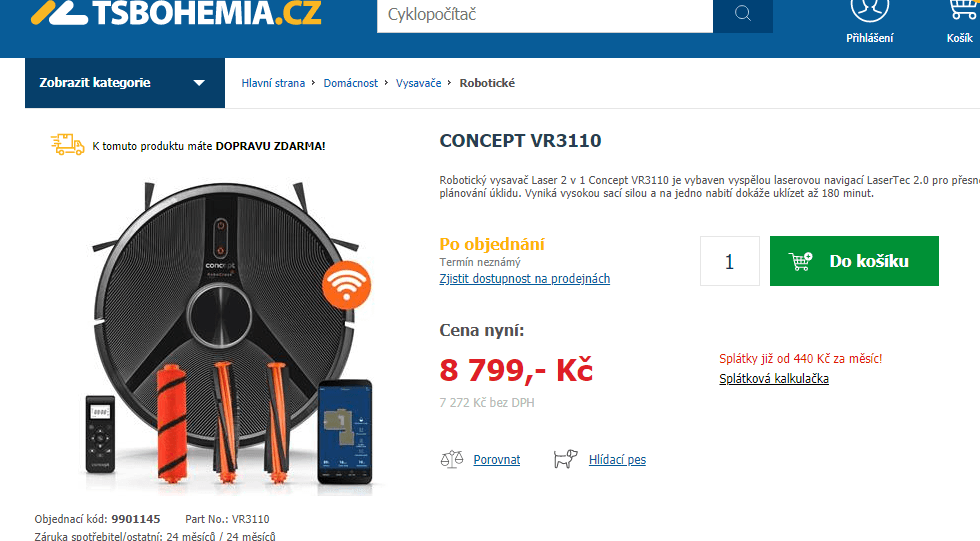 Robotický vysavač/mop Concept, laser