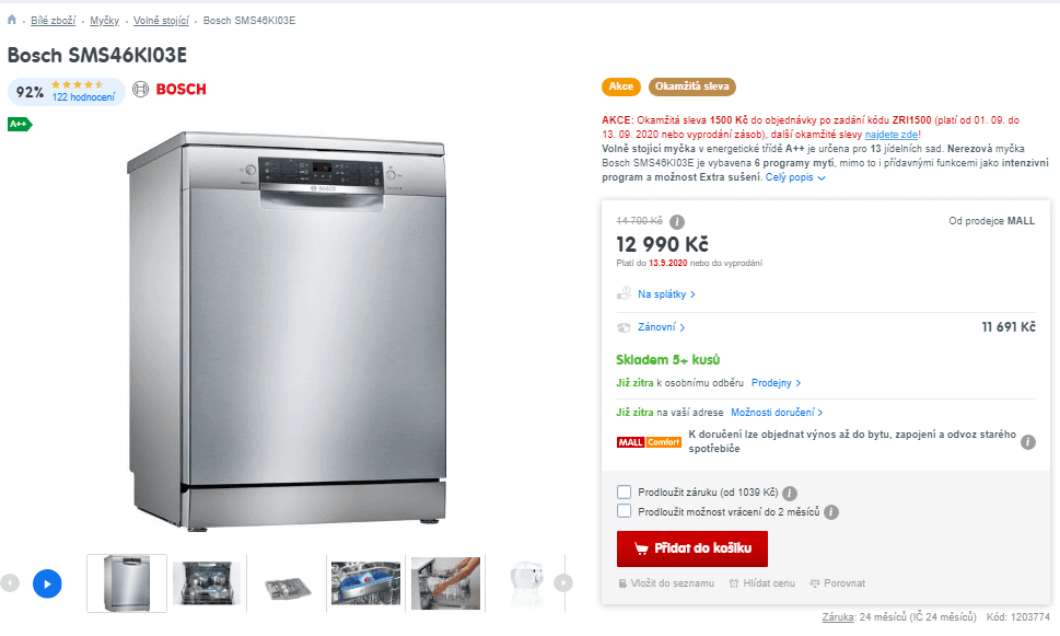 Myčka nádobí Bosch, A++, 13 sad, nerez