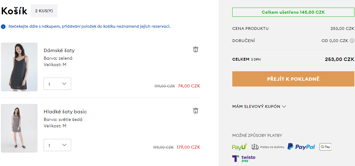 Sleva 50% na druhý kus z výprodeje