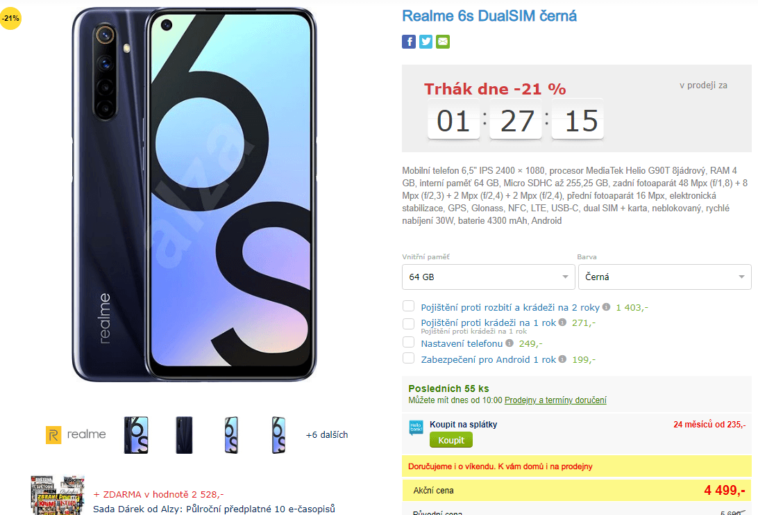 Realme, 8x 2,05GHz, 4GB RAM, 64GB
