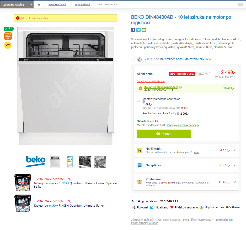Vestavná myčka Beko, A+++, 14 sad