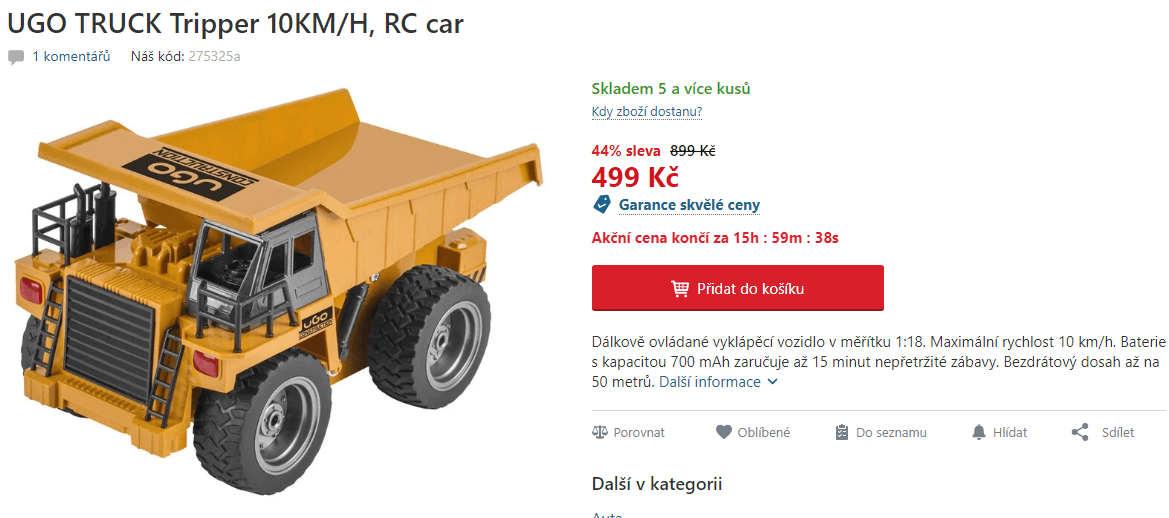 RC model náklaďák USG, 10km/h