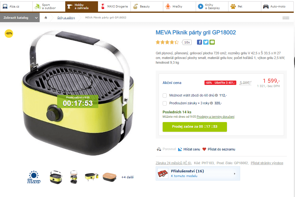 Piknik párty gril plynový MEVA