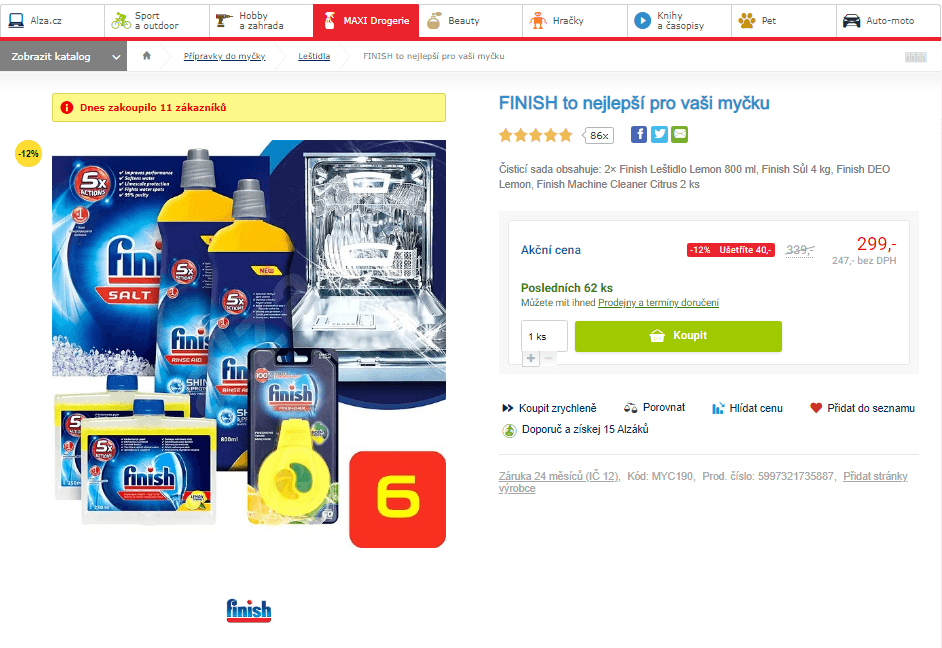 Finish balíček produktů do myčky nádobí