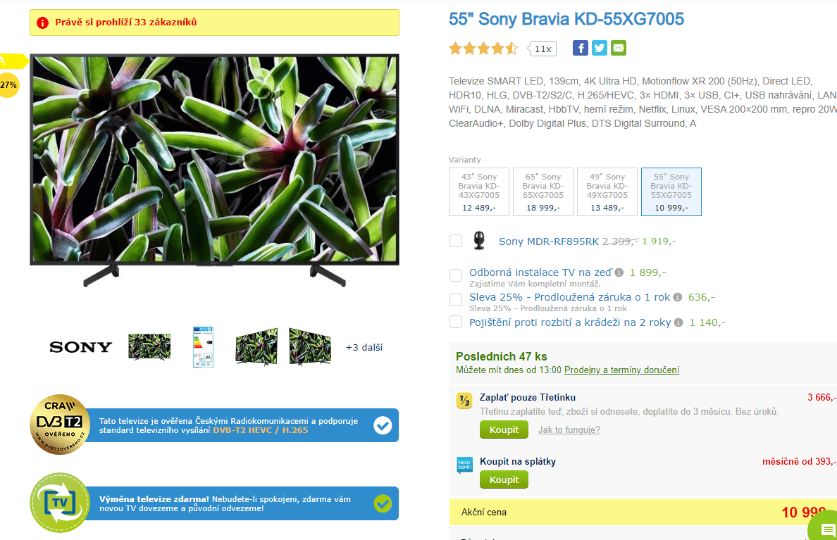 Ultra HD Smart TV, HDR, 139cm, SONY