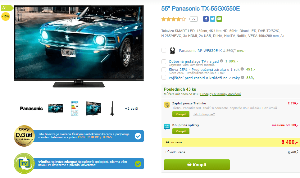 Ultra HD Smart TV, HDR, 139cm, Panasonic