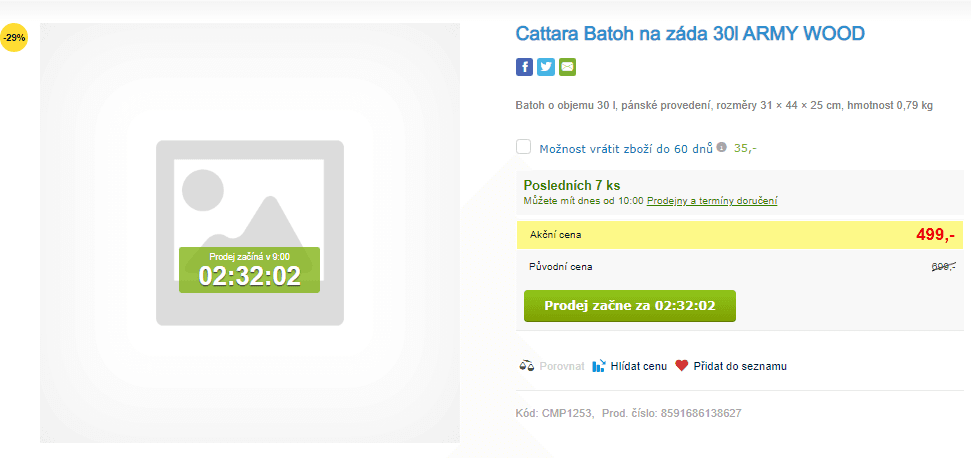 Batoh Cattara, 30 l., 44cm, Molle systém