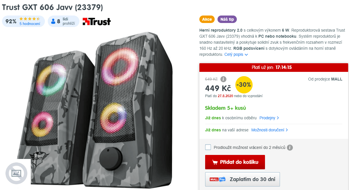 PC repro Trust, RGB světla