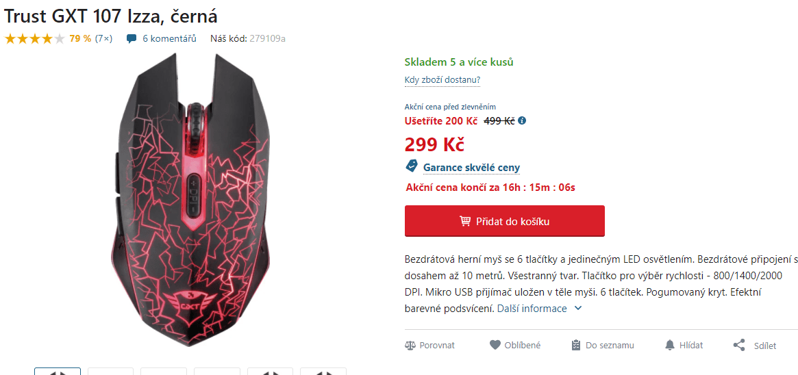 BT herní myš Trust Izza