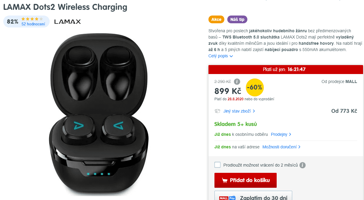 Bezdrátová sluchátka LAMAX Dots2