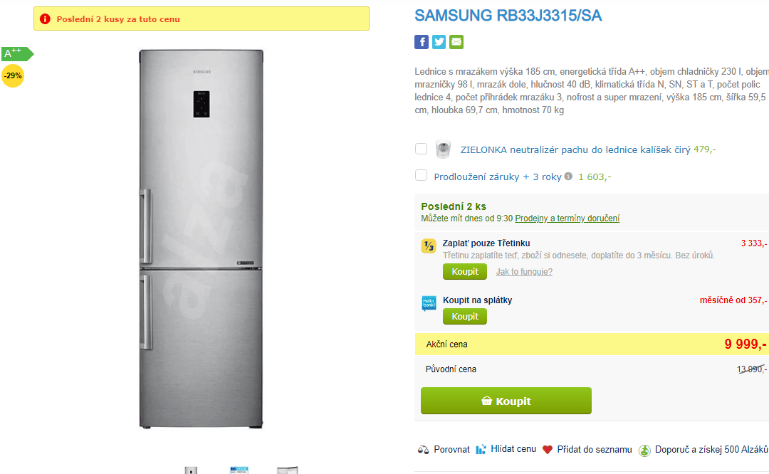 Lednice Samsung, A++, no frost, 185 cm