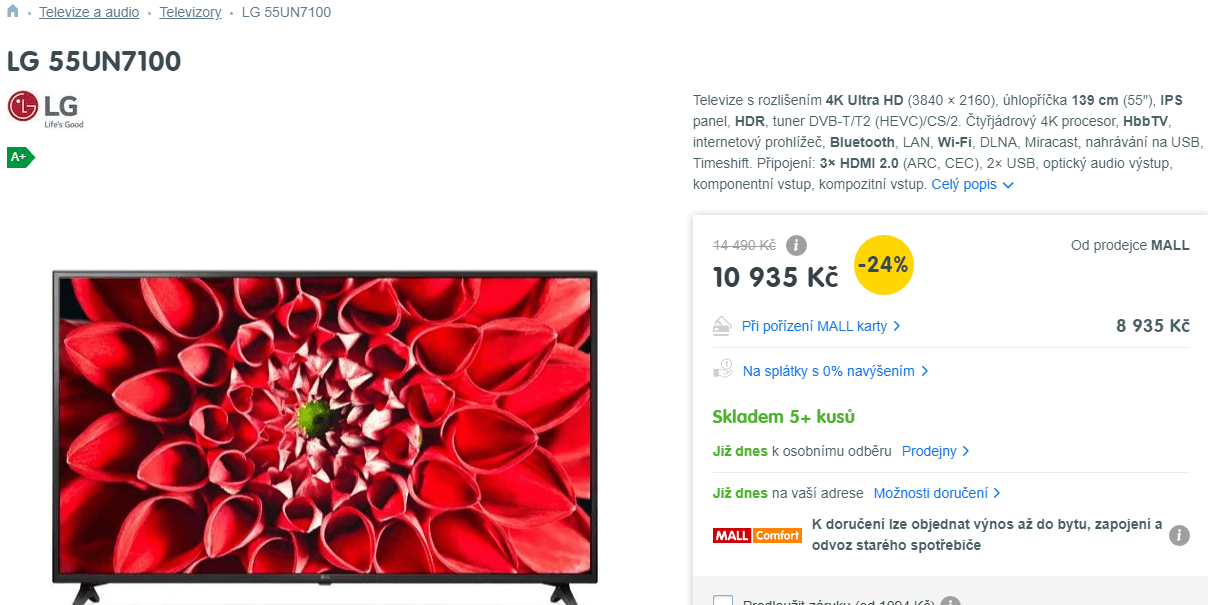 Ultra HD Smart TV, HDR, 139cm, LG