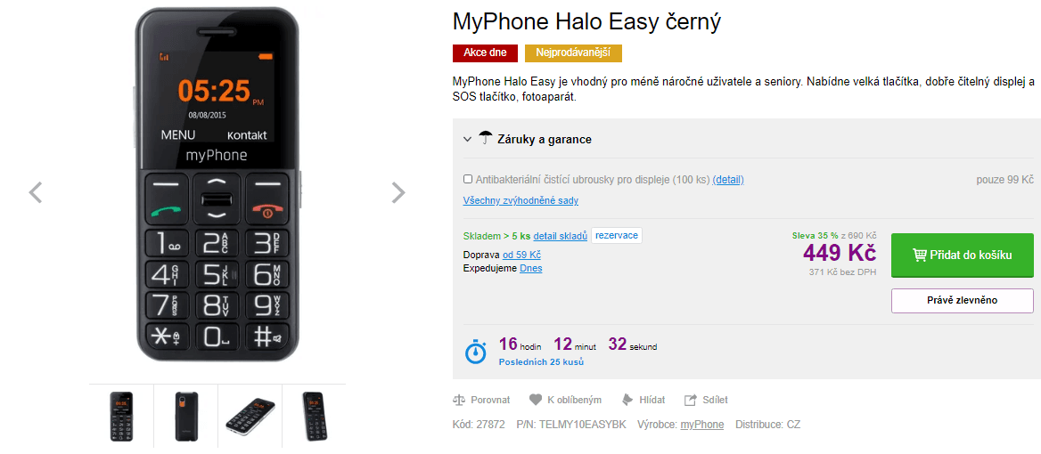 Klasický mobil myPhone, SOS tlačítko