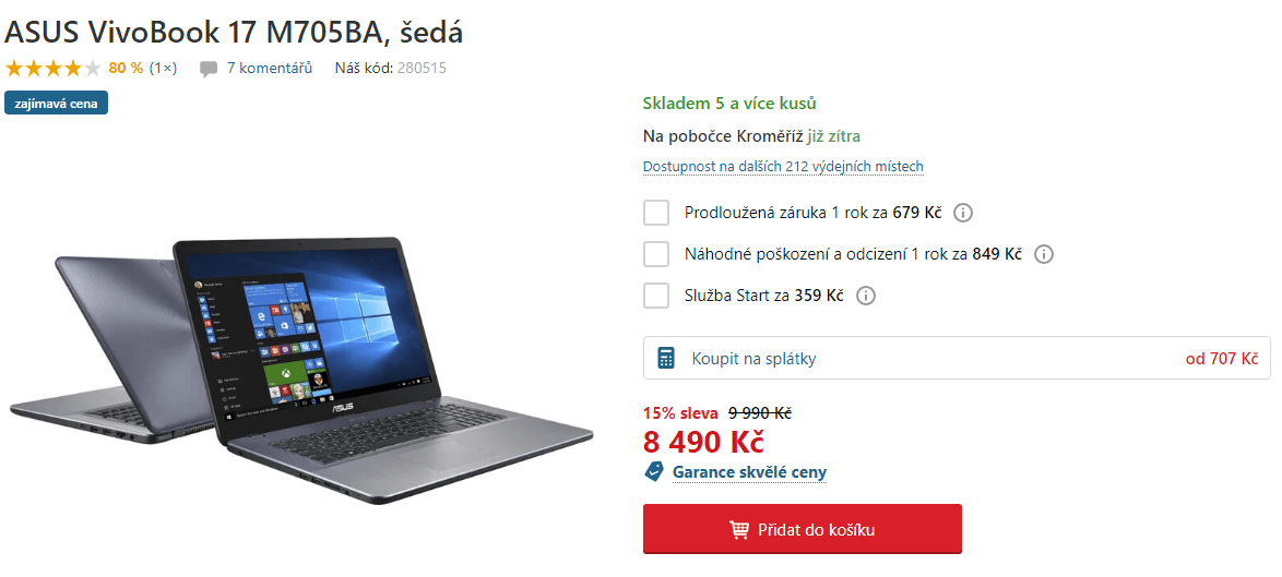 Asus, až 2,6GHz, 4GB RAM, 17,3", 1TB
