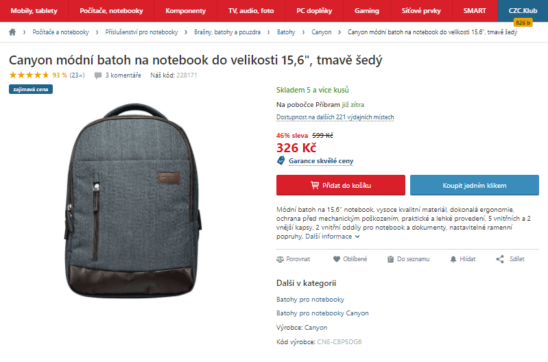 Módní batoh Canyon na ntb do velikosti 15,6"