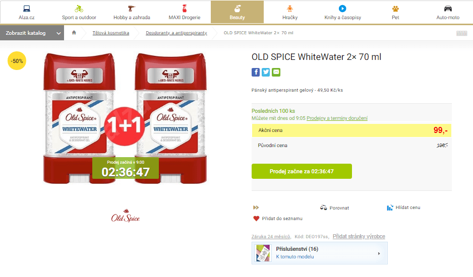 Antiperspirant Old Spice WhiteWater