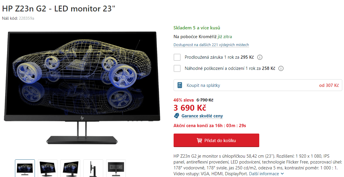 PC monitor HP, 23"