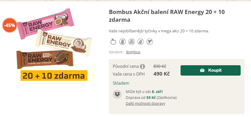 Akční balení RAW Energy 20 + 10 zdarma