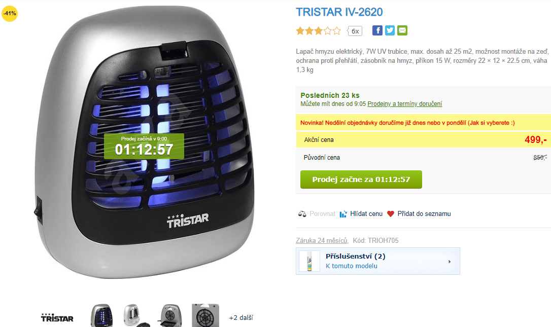 Elektrický lapač hmyzu TRISTAR