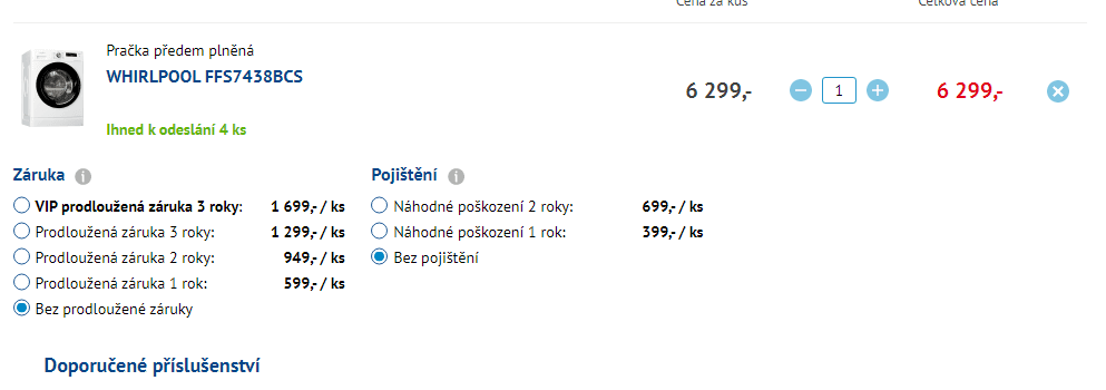 Pračka Whirlpool, 7kg, 1400 ot., A+++