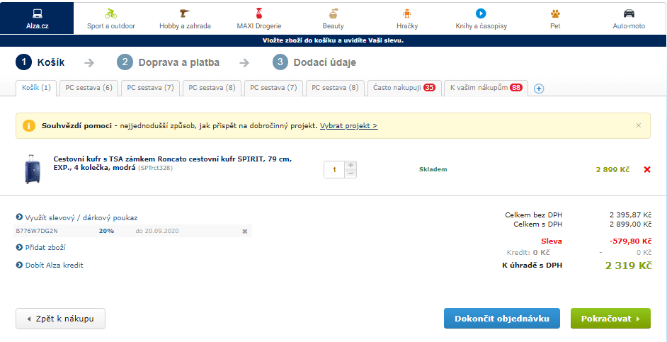 Cestovní kufr Roncato Spirit L, 140 l