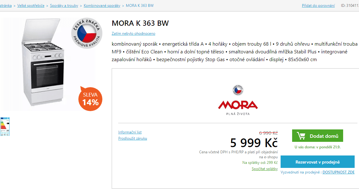 Kombinovaný sporák Mora