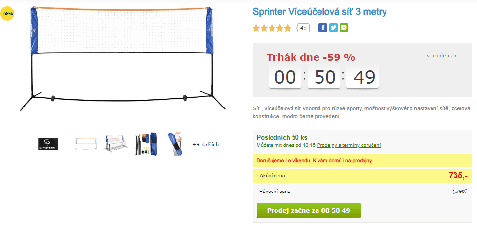 Víceúčelová síť 3 metry Sprinter 