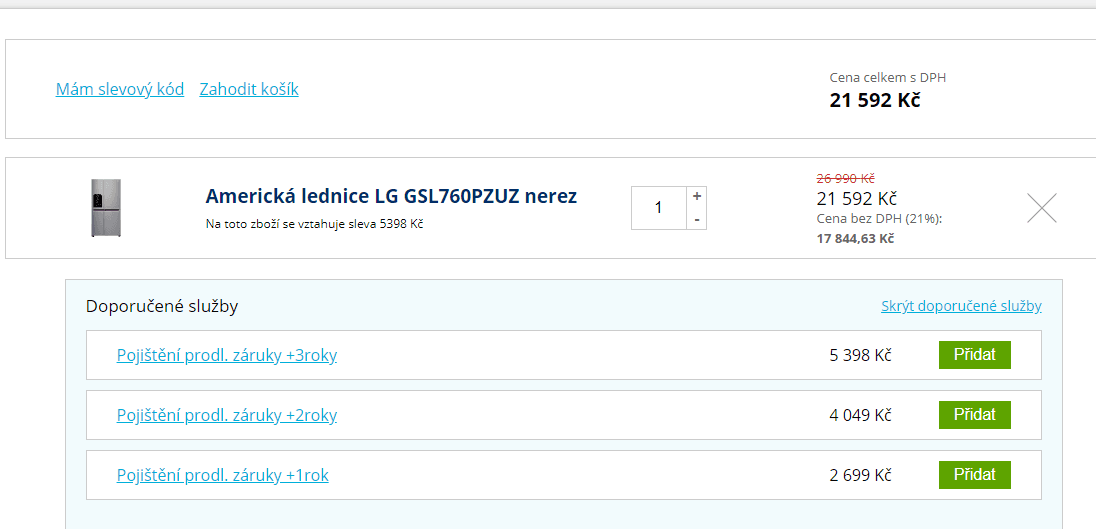 Americká lednice LG, A++, led, nápoje