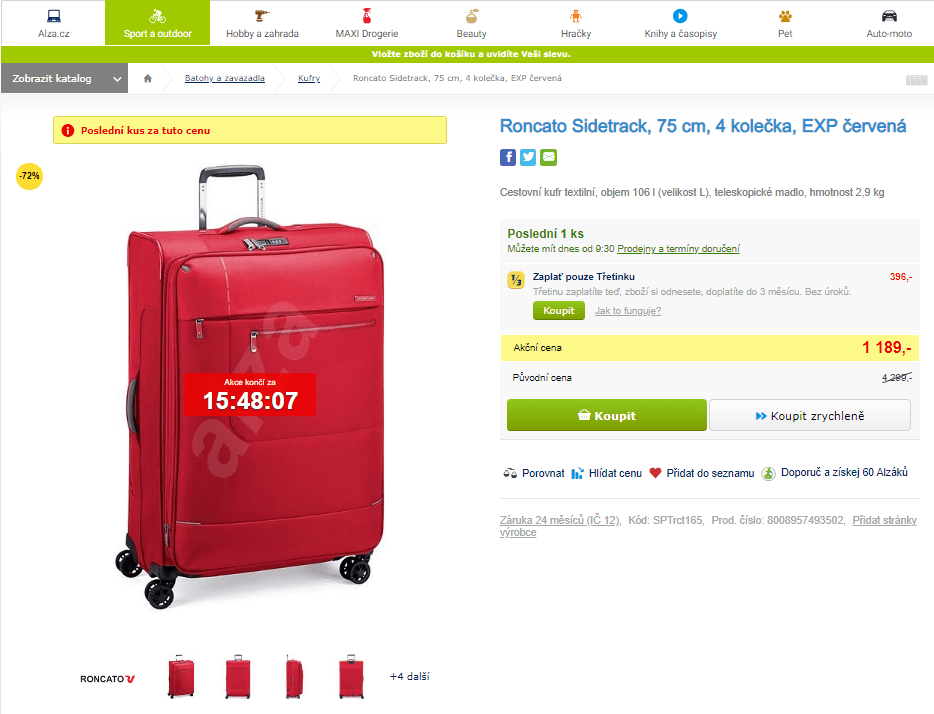 Cestovní kufr Roncato Sidetrack 106 l