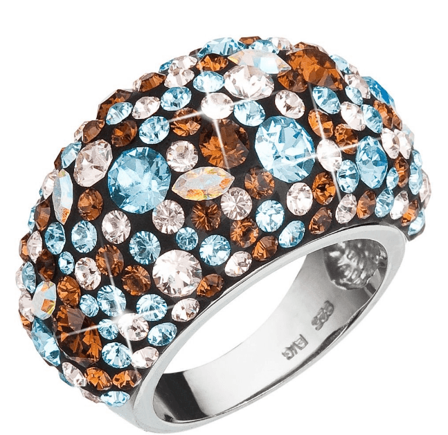 Stříbrný prsten Evolution Group, krystaly