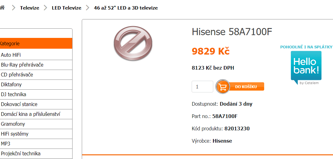 4K Smart TV, 148cm, HDR, Hisense