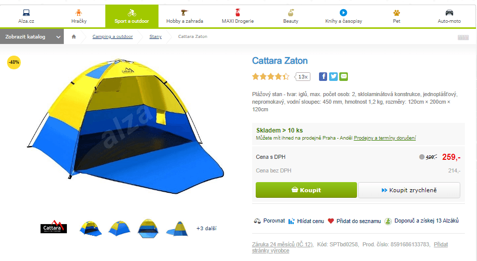 Plážový stan Cattara Zaton